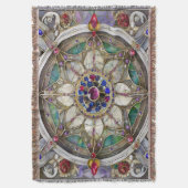 Robijn, Amethist, Saffier en Parel Mandala Deken (Voorkant Verticaal)