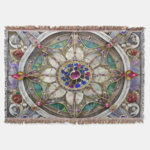 Robijn, Amethist, Saffier en Parel Mandala Deken