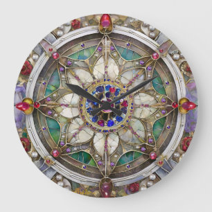 Robijn, Amethist, Saffier en Parel Mandala Grote Klok