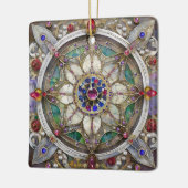 Robijn, Amethist, Saffier en Parel Mandala Keramisch Ornament (Links)
