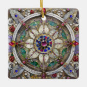 Robijn, Amethist, Saffier en Parel Mandala Keramisch Ornament (Voorkant)