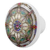 Robijn, Amethist, Saffier en Parel Mandala Keramische Knop (Rechts)