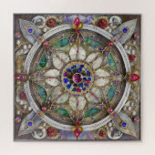 Robijn, Amethist, Saffier en Parel Mandala Legpuzzel (Horizontaal)