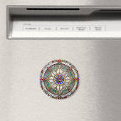Robijn, Amethist, Saffier en Parel Mandala Magneet (Insitu (Vaatwasser))
