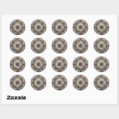 Robijn, Amethist, Saffier en Parel Mandala Ronde Sticker (Vel)
