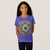 Robijn, Amethist, Saffier en Parel Mandala T-shirt (Voorkant volledig)