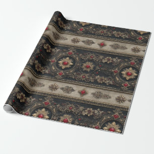 Robijn Barok Gotische Elegantie Patroon Cadeaupapier