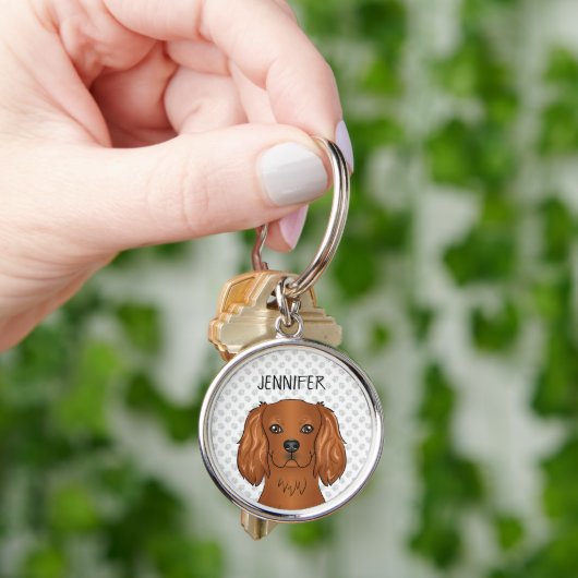 Robijn Cavalier King Charles Spaniel Hond & Naam Sleutelhanger (Hand)