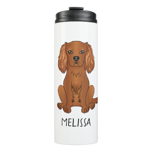 Robijn Cavalier King Charles Spaniel Hond & Naam Thermosbeker (Voorkant)
