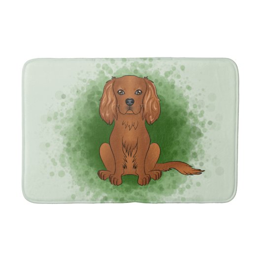 Robijn Cavalier King Charles Spaniel Hond Op Groen Badmat (Voorkant)
