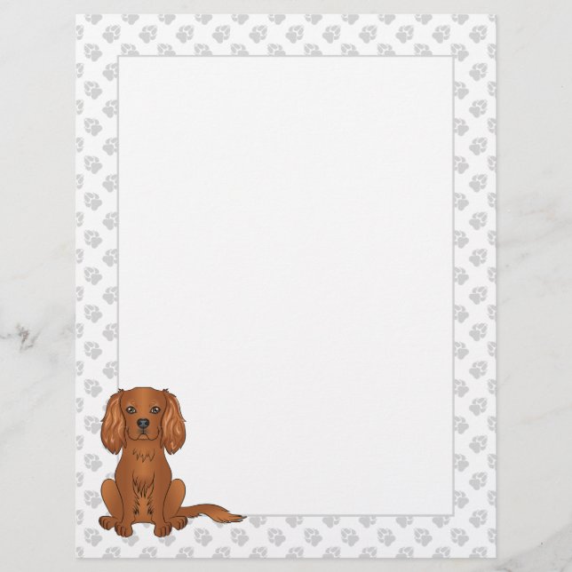 Robijn Cavalier King Charles Spaniel Hond Op Groen Briefhoofd (Voorkant)