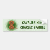 Robijn Cavalier King Charles Spaniel Hond Op Groen Bumpersticker (Voorkant)