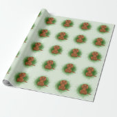 Robijn Cavalier King Charles Spaniel Hond Op Groen Cadeaupapier (Uitgerold)