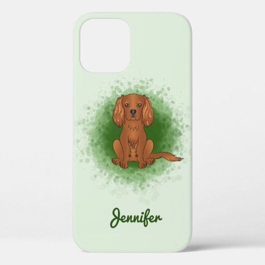 Robijn Cavalier King Charles Spaniel Hond Op Groen Case-Mate iPhone Case (Achterkant)