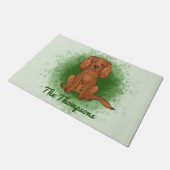 Robijn Cavalier King Charles Spaniel Hond Op Groen Deurmat (Schuin)