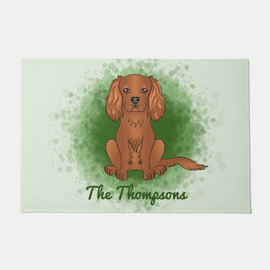 Robijn Cavalier King Charles Spaniel Hond Op Groen Deurmat (Voorkant)