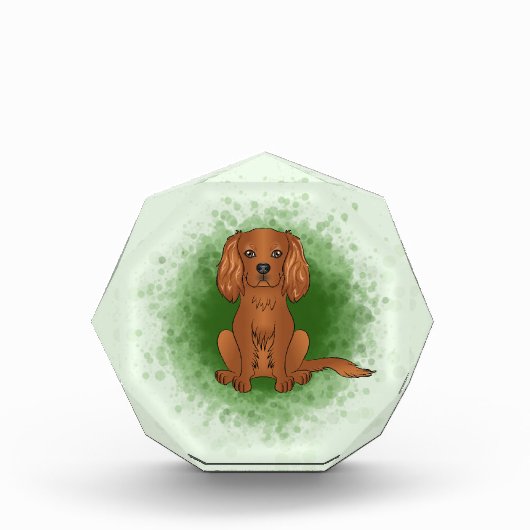 Robijn Cavalier King Charles Spaniel Hond Op Groen Fotoblokken (Voorkant)