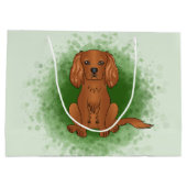 Robijn Cavalier King Charles Spaniel Hond Op Groen Groot Cadeauzakje (Achterkant)