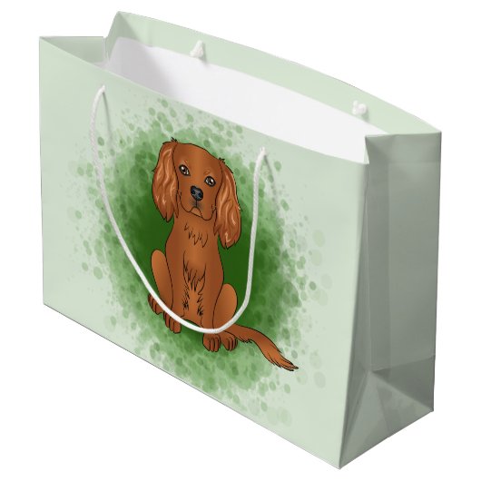Robijn Cavalier King Charles Spaniel Hond Op Groen Groot Cadeauzakje (Achterkant Gekanteld)