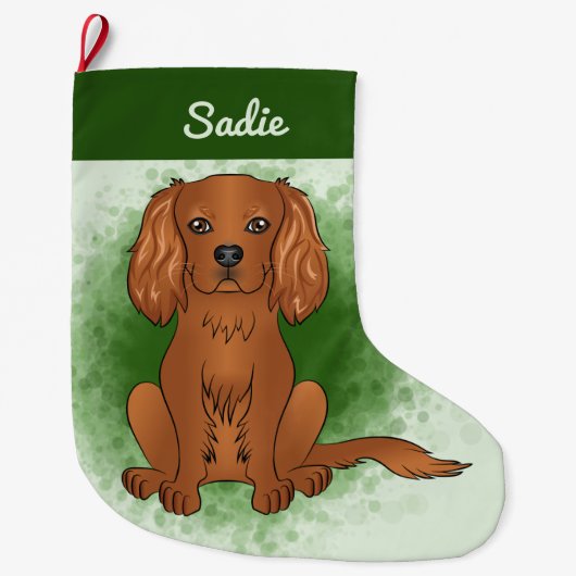 Robijn Cavalier King Charles Spaniel Hond Op Groen Grote Kerstsok (Voorkant)