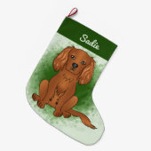Robijn Cavalier King Charles Spaniel Hond Op Groen Grote Kerstsok (Voorkant (Hangend))