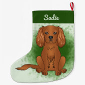 Robijn Cavalier King Charles Spaniel Hond Op Groen Grote Kerstsok (Achterkant)