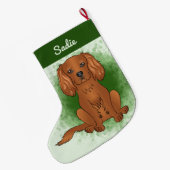 Robijn Cavalier King Charles Spaniel Hond Op Groen Grote Kerstsok (Achterkant (Hangend))