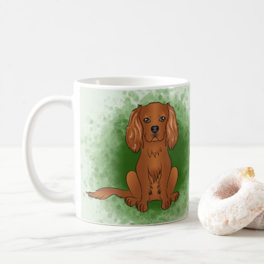 Robijn Cavalier King Charles Spaniel Hond Op Groen Koffiemok (Met donut)
