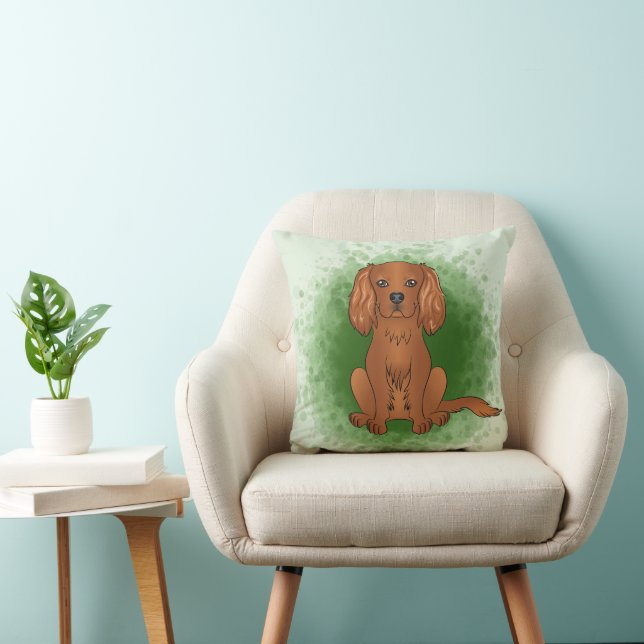 Robijn Cavalier King Charles Spaniel Hond Op Groen Kussen (Stoel)
