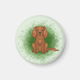 Robijn Cavalier King Charles Spaniel Hond Op Groen Magneet