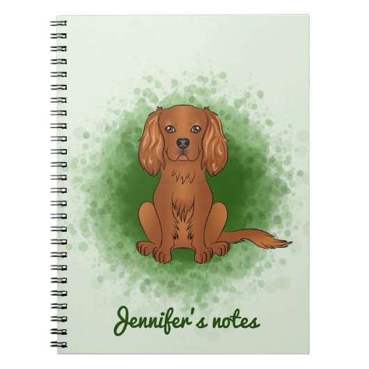 Robijn Cavalier King Charles Spaniel Hond Op Groen Notitieboek (Voorkant)
