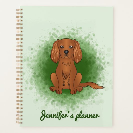 Robijn Cavalier King Charles Spaniel Hond Op Groen Planner (Voorkant)