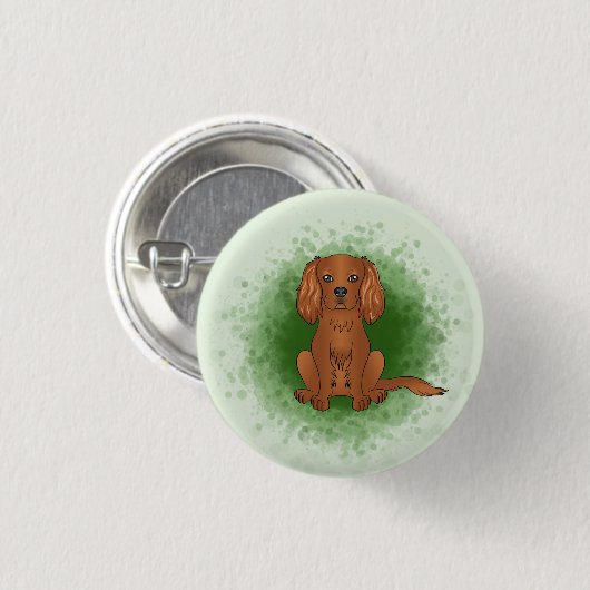 Robijn Cavalier King Charles Spaniel Hond Op Groen Ronde Button 3,2 Cm (Voorkant /achterkant)