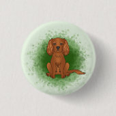 Robijn Cavalier King Charles Spaniel Hond Op Groen Ronde Button 3,2 Cm (Voorkant)