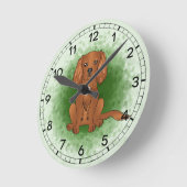 Robijn Cavalier King Charles Spaniel Hond Op Groen Ronde Klok (Hoek)