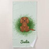 Robijn Cavalier King Charles Spaniel Hond Op Groen Strandlaken (Voorkant)