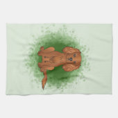 Robijn Cavalier King Charles Spaniel Hond Op Groen Theedoek (Horizontaal)