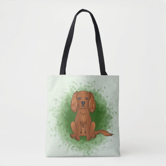 Robijn Cavalier King Charles Spaniel Hond Op Groen Tote Bag (Voorkant)
