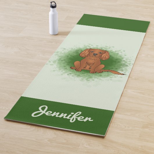 Robijn Cavalier King Charles Spaniel Hond Op Groen Yogamat (In situ)