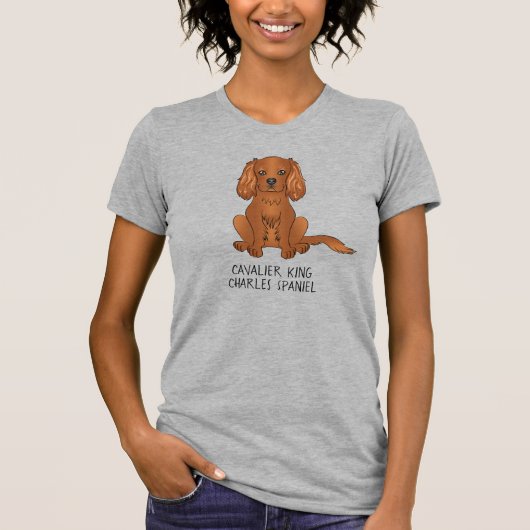 Robijn Cavalier King Charles Spaniel Hond & Tekst T-shirt (Voorkant)