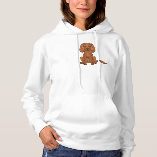 Robijn Cavalier King Charles Spaniel Hond Zit Hoodie (Voorkant)
