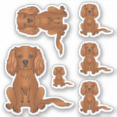 Robijn Cavalier King Charles Spaniel Hond Zit Sticker (Voorkant)