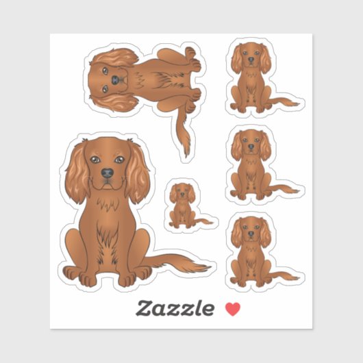 Robijn Cavalier King Charles Spaniel Hond Zit Sticker (Vel)