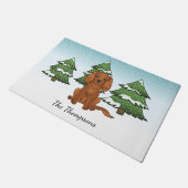 Robijn Cavalier King Charles Spaniel in de winter Deurmat (Schuin)