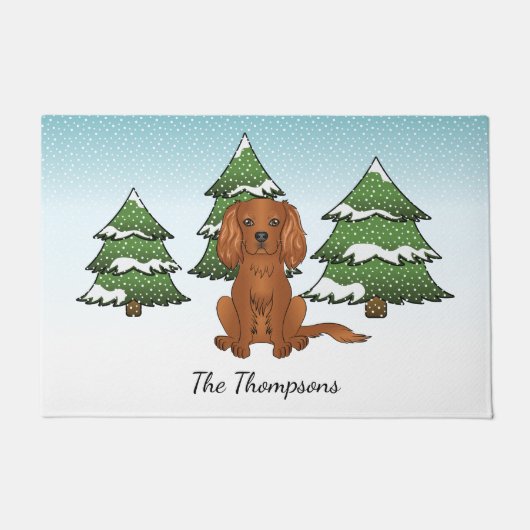 Robijn Cavalier King Charles Spaniel in de winter Deurmat (Voorkant)