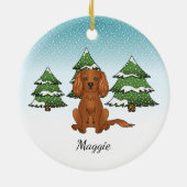 Robijn Cavalier King Charles Spaniel in de winter Keramisch Ornament (Achterkant)