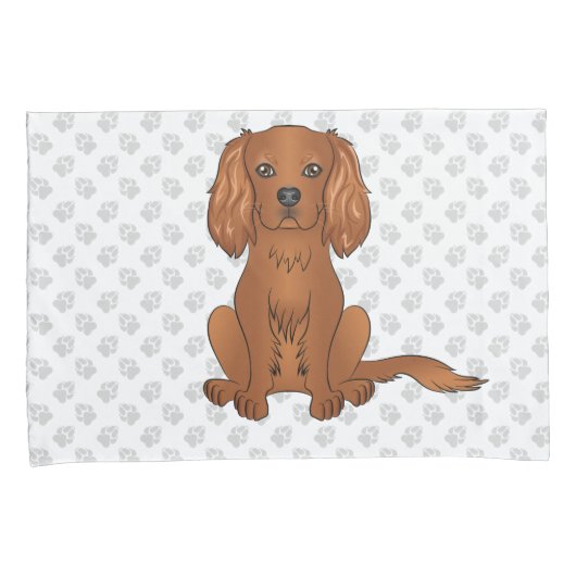 Robijn Cavalier King Charles Spaniel & Pootjes Kussensloop (Voorkant-Rechts)