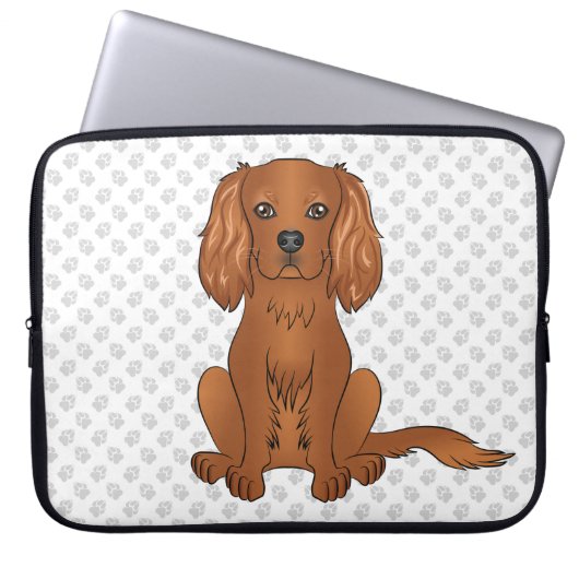 Robijn Cavalier King Charles Spaniel & Pootjes Laptop Sleeve (Voorkant)
