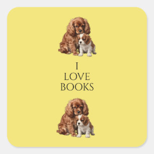 Robijn Cavalier Spaniel en haar Blenheim pup Vierkante Sticker