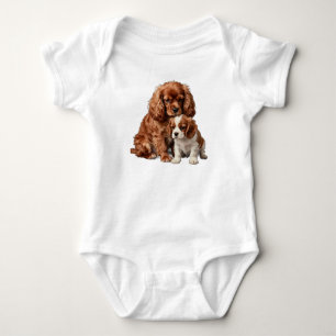 Robijn Cavalier Spaniel en haar Blenheim puppy Romper